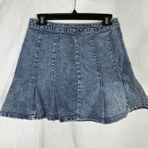 No Boundaries Women's Pleated Denim Jean‎ Skirt Zip Up Size 9
